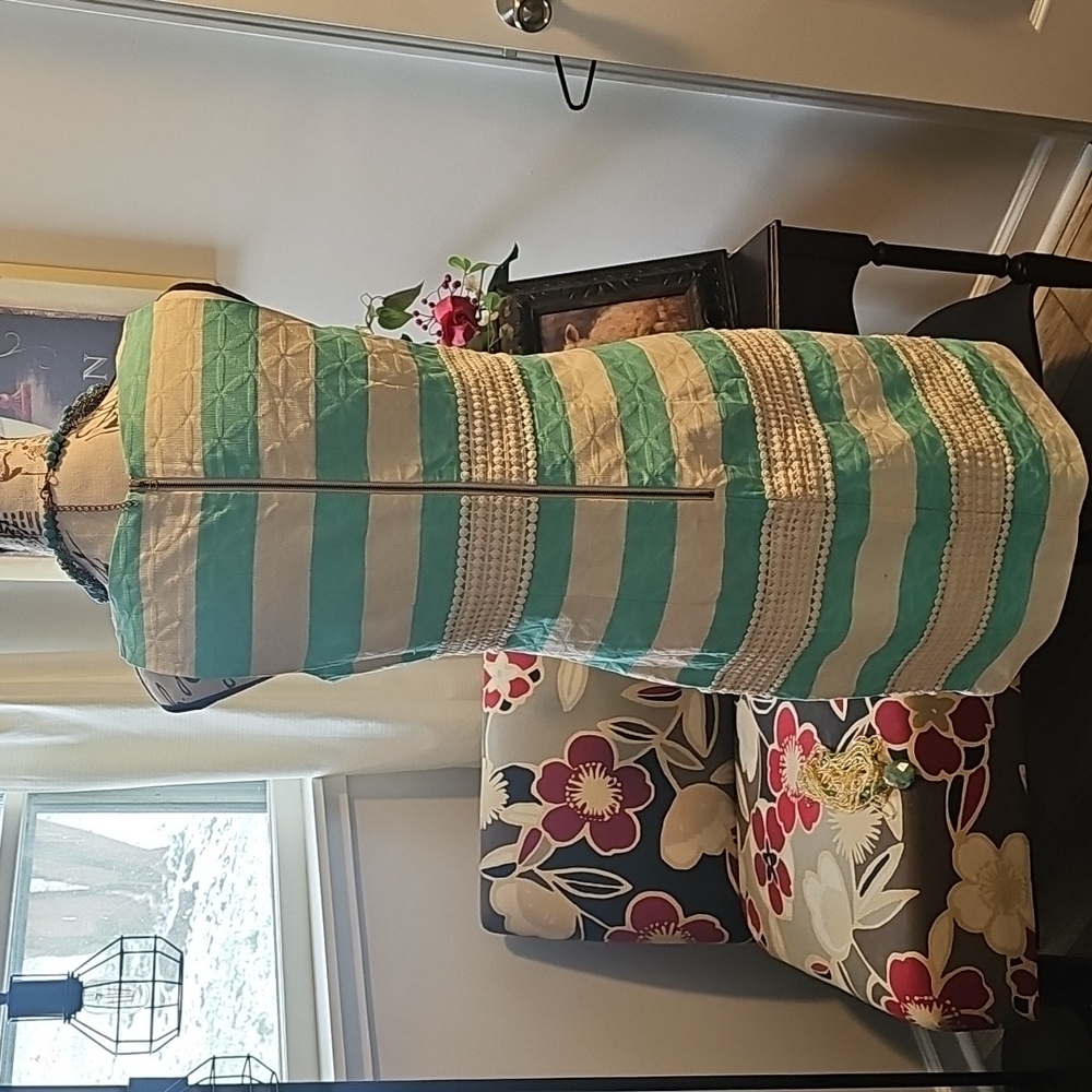 Just Taylor Sleeveless Easter Dress, Robin Egg, Blue/Cream Striped Design, Sz 6 - Picture 3 of 16